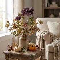Artikel Künstliche Chrysantheme mit 2 Blüten Violett Ø 5/11 cm Länge 70 cm