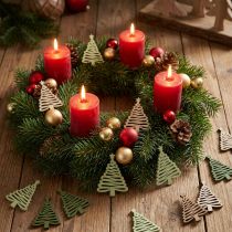 Artikel Streuteile aus Holz Weihnachten Tannenbaum mit Stern 3x4,5 cm Grün Natur 72 Stück