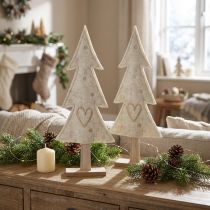 Artikel Tannenbaum-Deko aus Filz mit Herz Creme Beige H35cm 2 Stück