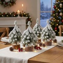Artikel Winterdeko Tannenbaum in Grün Weiß Ø7cm H14cm 4St
