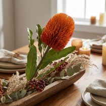 Artikel Künstliche Banksia-Blume Orange 64cm für Herbst- und Trauerdekoration