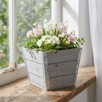 Artikel Blumenkasten aus Holz, Übertopf, Shabby Chic, 19x19x15.5 cm, Grau