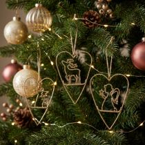 Artikel Christbaumschmuck Herzen Metall 12 cm Gold mit Motiven, 6er-Set