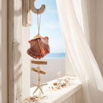 Artikel Maritimer Dekohänger aus Seegras mit Muscheln, Treibholz und Seestern, Ø10–12cm, Höhe 40cm, Violett/Natur