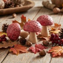 Artikel Holzdeko Pilze Rot 5×6cm – Herbstliche Tischdekoration, 9er Set