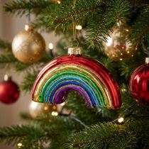 Artikel Regenbogen-Ornament aus Glas 7x10 cm – Weihnachtsdekoration