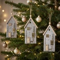 Artikel Weihnachtsdekoration Filzhäuschen Beige 15 cm 6er-Set