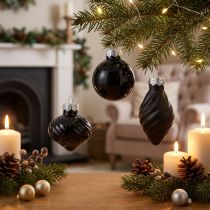 Artikel Mini Christbaumkugeln Glas Zwiebelform Schwarz Ø 3 cm 9er-Set