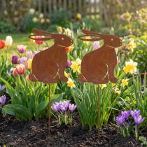 Artikel Gartenstecker Hase aus Metall mit Rostoptik 100 cm für Beete und Blumen