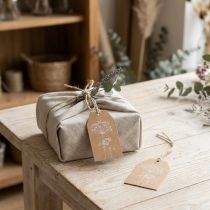 Artikel Geschenkanhänger Papier Braun mit Blumenmotiv 8×5cm, 24 Stück
