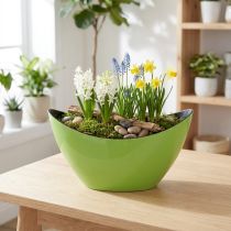 Artikel Dekoschale Oval Kunststoff Grün-Schwarz 20x9x12cm für Blumen und Gestecke