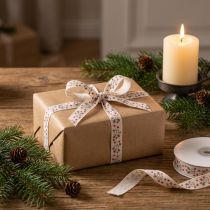 Artikel Weihnachtsband Baumwolle Rentiermotiv Weiss Rot 15mm x 18m für Dekoration