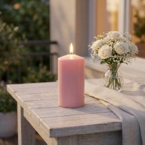 Artikel Rosa Stumpenkerze 130x70 mm aus Rapswachs und Stearin für Innenbereich