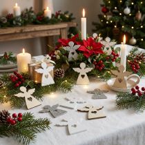 Artikel Streudeko Engel aus Holz 4 cm sortiert in Weiss, Gold und Natur, 72 Stück