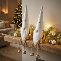 Artikel Weihnachtswichtel Deko-Figur Metall Weiss Gold 22cm 2 Stück