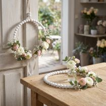 Artikel Deko-Holzring Shabby Chic Weiss 19 cm Vierer-Set für Saison- und Feierdekoration