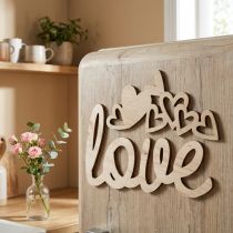 Artikel Holz-Dekoherzen „Love“ Natur mit Magnet, 20cm/24cm, 6 Stück