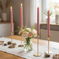 Artikel Rustic Twist Stabkerzen aus durchgefärbtem Wachs Rosa 350x28mm 4er Set