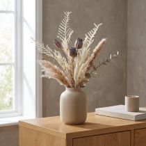 Artikel Mohnkapseln Kunstdekoration Trockenblumen mit Farn Creme 63cm