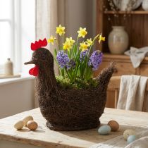Artikel Reben-Pflanzkorb Huhn 36cm mit Folieneinsatz für Osterdekoration