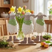 Artikel Osterdeko Schaf Stehfigur aus Filz und Holz 37cm 3er-Set Weiss Braun