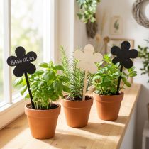 Artikel Blumenstecker Holz Mini-Tafel Schwarz Ø10 cm 6er-Set