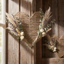 Artikel Herz-Deko aus Jute mit Metallrahmen 35 cm Naturmotiv für Trockenblumen, 4 Stück