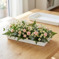 Artikel OASIS® Kunststoff-Steckschale weiss 23x11,5x2,5 cm für Blumenarrangements, 5 Stück