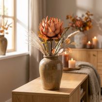 Artikel Artischocke Kunstblume Orange Kunststoff Ø15cm H73cm Dry Look Herbstdekoration