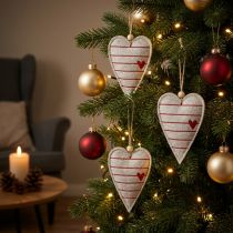 Artikel Filzherzen Christbaumschmuck Beige Rot 8,5×12cm Set 6 Stück