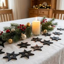 Artikel Holzsterne Streudeko Weihnachten 4cm Schwarz und Grau 72 Stück