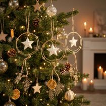 Artikel Weihnachtliche Hängedeko Metallstern mit Ring und Beeren Gold 38 cm 3 Stück