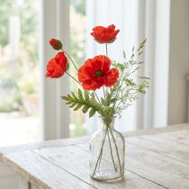 Artikel Mohnblume Dekoration mit 3 Blüten aus Kunststoff Rot 70cm