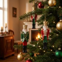Artikel Nussknacker Anhänger 4er-Set, Weihnachtsdekoration, 10cm, Rot Grün Gold
