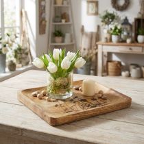 Artikel Dekotablett aus Mangoholz mit Blumenmuster 25×20 cm für Innenbereiche