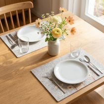 Artikel Filz-Tischsets 45x35 cm Grau mit Blumendesign – 2er-Set für Innenräume