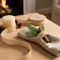 Artikel Dekoband Jute Gelb Natur 25mm x 10m für rustikale Dekoration und Bastelarbeiten