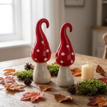 Artikel Keramik Fliegenpilz Deko - 2er Set, Rot-Weiss, Ø5 cm, H15,5 cm