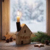 Artikel Deko-Haus mit Kerzenhalter aus Mangoholz und Metall 10,5×3,5×13 cm Natur Schwarz