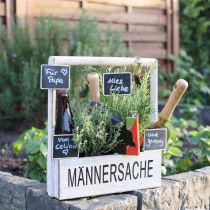 Artikel Holzkiste mit Griff Weiss „Männersache“ Pflanzkasten 30×9×10cm