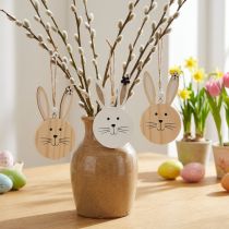 Artikel Dekohänger Holz Hasenköpfe 10,5 cm Natur Weiss Gold – 8er Set