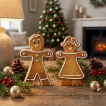 Artikel Keramikfiguren Lebkuchenmann und Lebkuchenfrau 16cm Set Weihnachtsdekoration Innenbereich