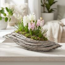 Artikel Pflanzschale Welle aus Rattan Natur Weiss 40x14x6cm
