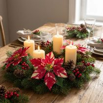 Artikel Künstlicher Weihnachtsstern Rot-Creme 35cm 6 Stiele Bund