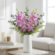 Artikel Künstliche Orchideen Zweige mit 8 Blüten in Lila, Ø3,5–5cm, 2 Stück