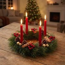 Artikel Mini Adventskranz künstlich wie echt Piniennadeln Ø22cm