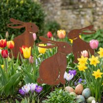 Artikel Gartenstecker Osterhase aus Metall mit Rostpatina 80cm für Aussenbereich 4 Stück