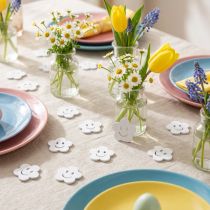 Artikel Holzblumen mit Gesicht Weiss 2,5 cm 48 Stück