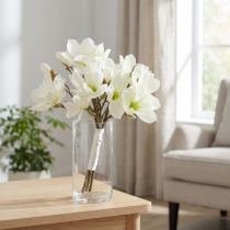 Artikel Künstlicher Magnolienbund Weiss 40 cm 5 Zweige mit Satinband