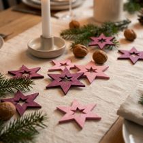 Artikel Holzsterne Streudeko Weihnachten Lila Rosa 4cm 72 Stück